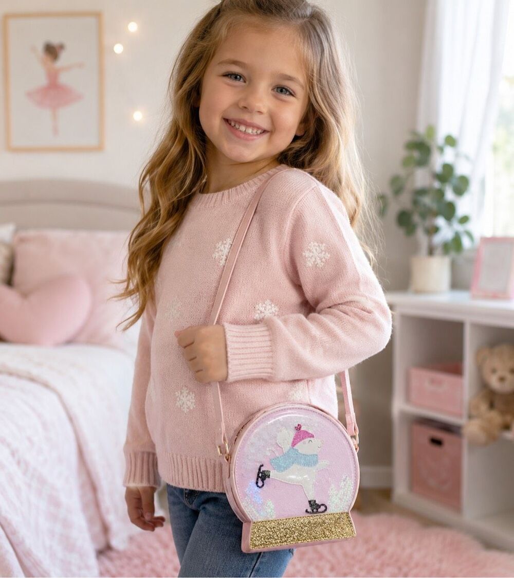 Bath & Body Works SNOWGLOBE MOUSE 🐭 Cosmetic Bag PINK WITH "SNOW" Makeup CUTE!
